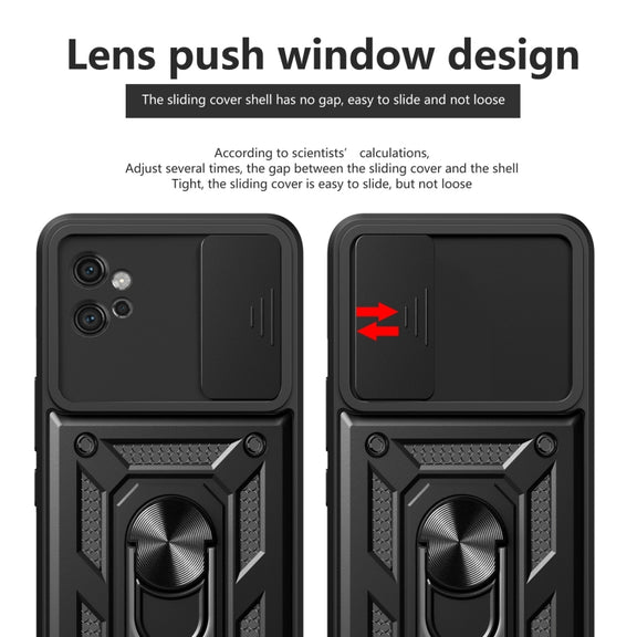 For Motorola Moto G32 Sliding Camera Cover Design TPU Hybrid PC Phone Case(Black)