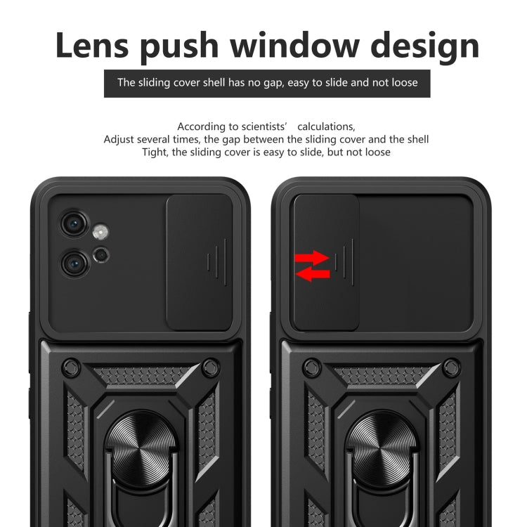 For Motorola Moto G32 Sliding Camera Cover Design TPU Hybrid PC Phone Case(Blue)