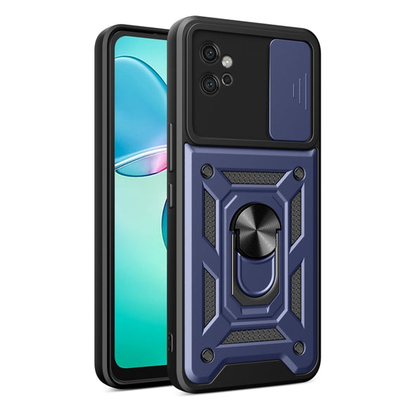 For Motorola Moto G32 Sliding Camera Cover Design TPU Hybrid PC Phone Case(Blue)