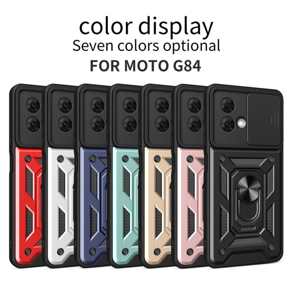 For Motorola Moto G84 Sliding Camera Cover Design TPU Hybrid PC Phone Case(Red)