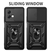 For Motorola Moto G84 Sliding Camera Cover Design TPU Hybrid PC Phone Case(Gold)