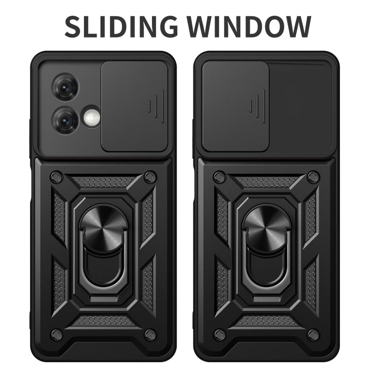 For Motorola Moto G84 Sliding Camera Cover Design TPU Hybrid PC Phone Case(Blue)