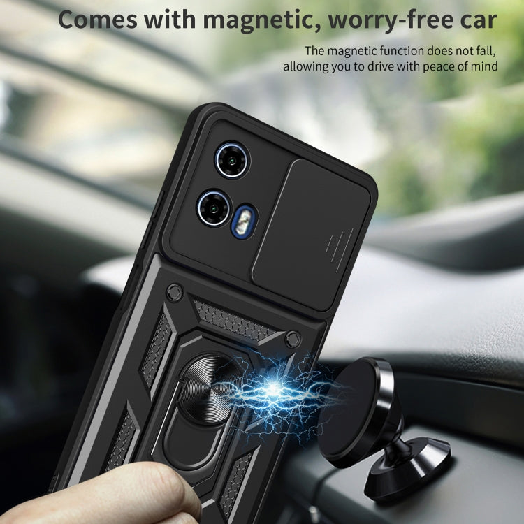For Motorola Moto G04 / G24 Sliding Camera Cover Design TPU Hybrid PC Phone Case(Blue)
