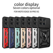 For Motorola Edge 50 Pro Global Sliding Camera Cover Design TPU Hybrid PC Phone Case(Blue)