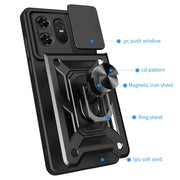 For Motorola Edge 50 Pro Global Sliding Camera Cover Design TPU Hybrid PC Phone Case(Blue)