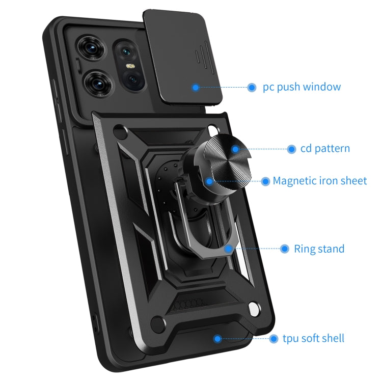 For Motorola Edge 50 Pro Global Sliding Camera Cover Design TPU Hybrid PC Phone Case(Blue)