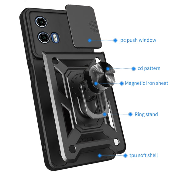 For Motorola Moto G34 5G Sliding Camera Cover Design TPU+PC Phone Case(Blue)