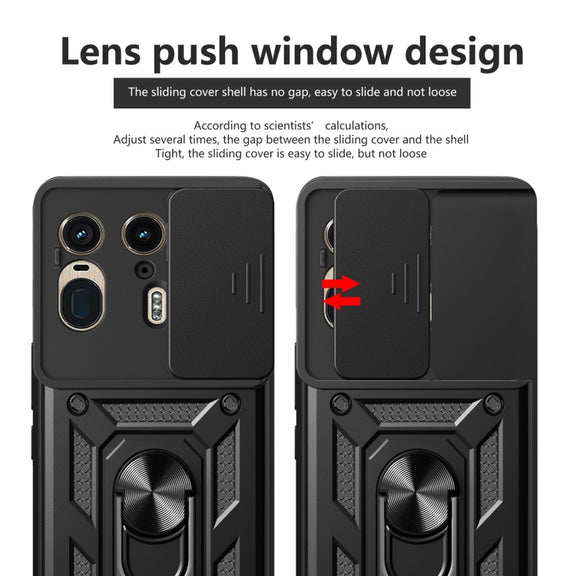 For Motorola Edge 50 Ultra Sliding Camera Cover Design TPU+PC Phone Case(Black)