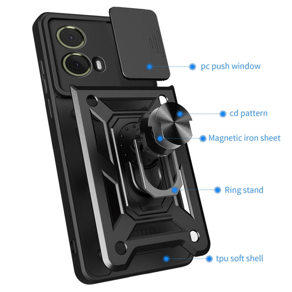 For Motorola Moto G85 / S50 Neo Sliding Camera Cover Design TPU+PC Phone Case(Black)