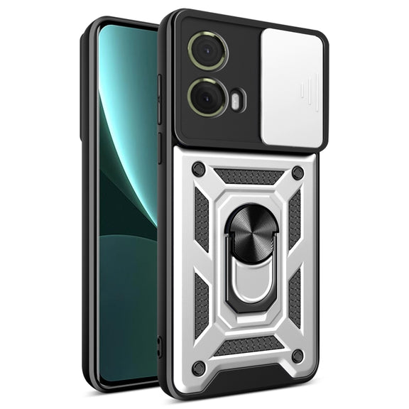For Motorola Moto G85 / S50 Neo Sliding Camera Cover Design TPU+PC Phone Case(Silver)