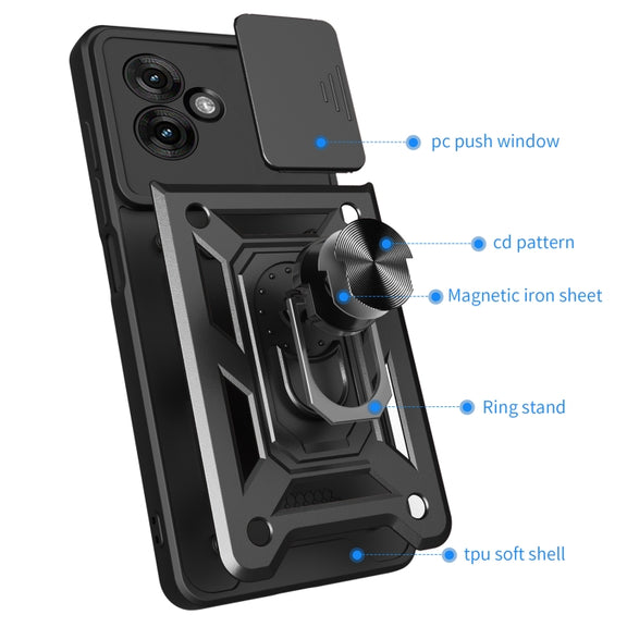 For Motorola Moto G55 Sliding Camera Cover Design TPU+PC Phone Case(Red)