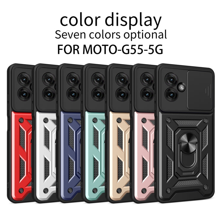 For Motorola Moto G55 Sliding Camera Cover Design TPU+PC Phone Case(Blue)