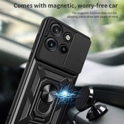 For Motorola Edge 50 Neo Sliding Camera Cover Design TPU+PC Phone Case(Black)