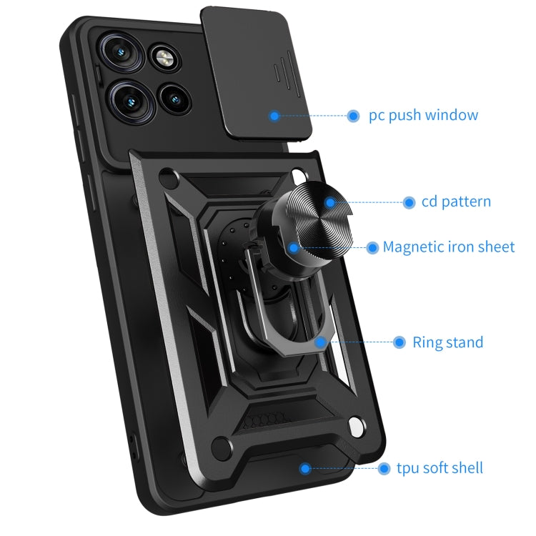 For Motorola Edge 50 Neo Sliding Camera Cover Design TPU+PC Phone Case(Blue)