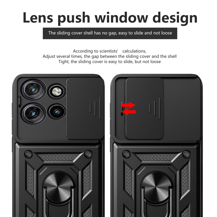 For Motorola Edge 50 Neo Sliding Camera Cover Design TPU+PC Phone Case(Blue)