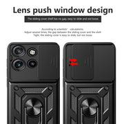 For Motorola Edge 50 Neo Sliding Camera Cover Design TPU+PC Phone Case(Blue)