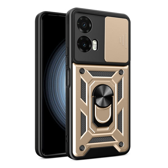 For Motorola Moto G35 5G Global Sliding Camera Cover Design TPU+PC Phone Case(Gold)