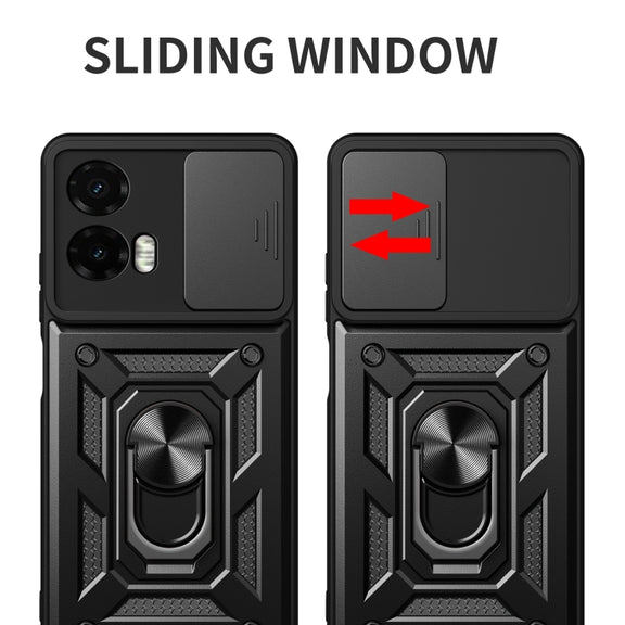 For Motorola Moto G35 5G Global Sliding Camera Cover Design TPU+PC Phone Case(Silver)