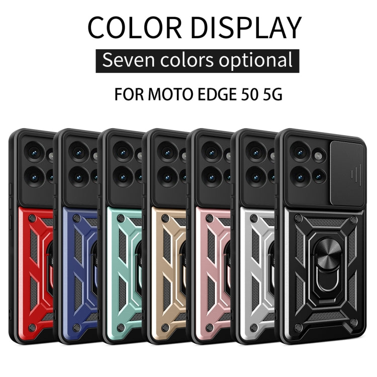 For Motorola Edge 50 5G Sliding Camera Cover Design TPU+PC Phone Case(Blue)