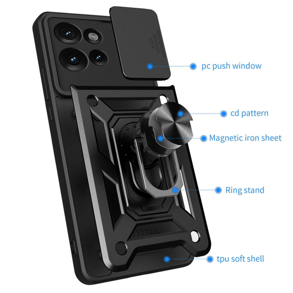 For Motorola Edge 50 5G Sliding Camera Cover Design TPU+PC Phone Case(Blue)