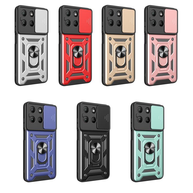 For Motorola Moto G15 Sliding Camera Cover Design TPU+PC Phone Case(Blue)