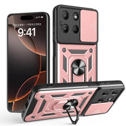 For Motorola Moto G15 Sliding Camera Cover Design TPU+PC Phone Case(Rose Gold)
