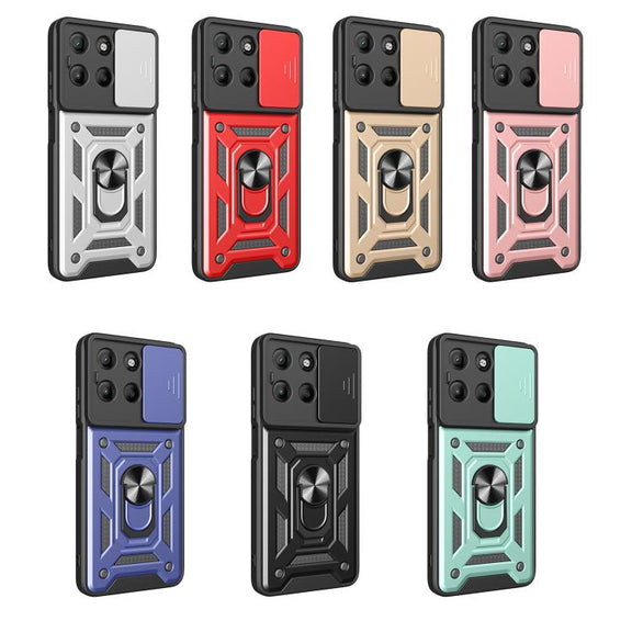 For Motorola Moto G15 Sliding Camera Cover Design TPU+PC Phone Case(Silver)