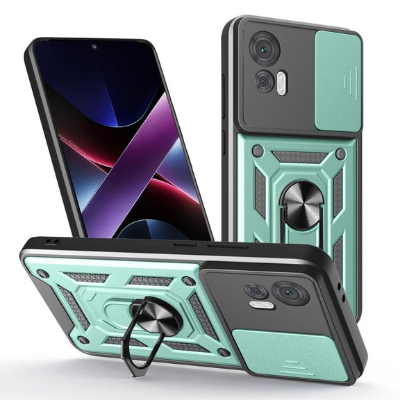 For Motorola Edge 30 Neo Sliding Camera Cover Design TPU+PC Phone Case(Mint Green)