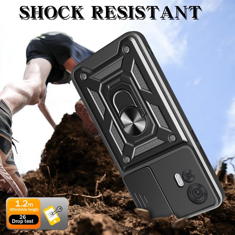 For Motorola Edge 30 Neo Sliding Camera Cover Design TPU+PC Phone Case(Black)