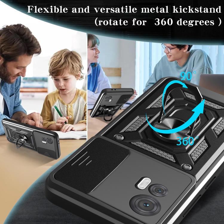 For Motorola Edge 30 Neo Sliding Camera Cover Design TPU+PC Phone Case(Black)
