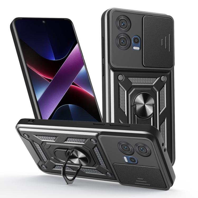 For Motorola Edge 30 Fusion Sliding Camera Cover Design TPU+PC Phone Case(Black)