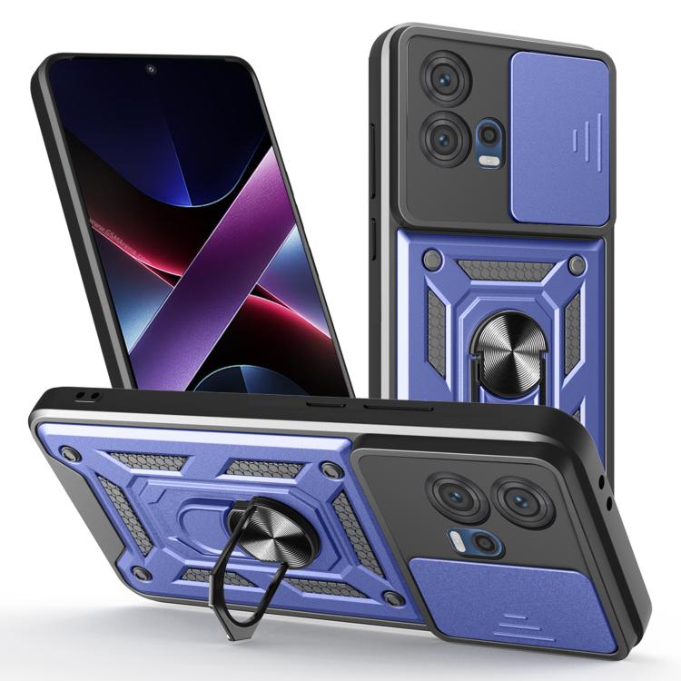 For Motorola Edge 30 Fusion Sliding Camera Cover Design TPU+PC Phone Case(Blue)