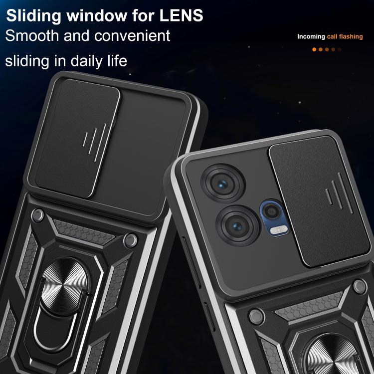 For Motorola Edge 30 Fusion Sliding Camera Cover Design TPU+PC Phone Case(Silver)
