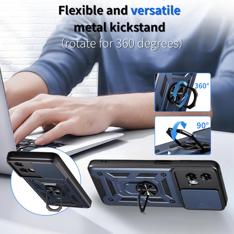 For Motorola Moto G 5G 2024 Sliding Camera Cover Design TPU+PC Phone Case(Blue)