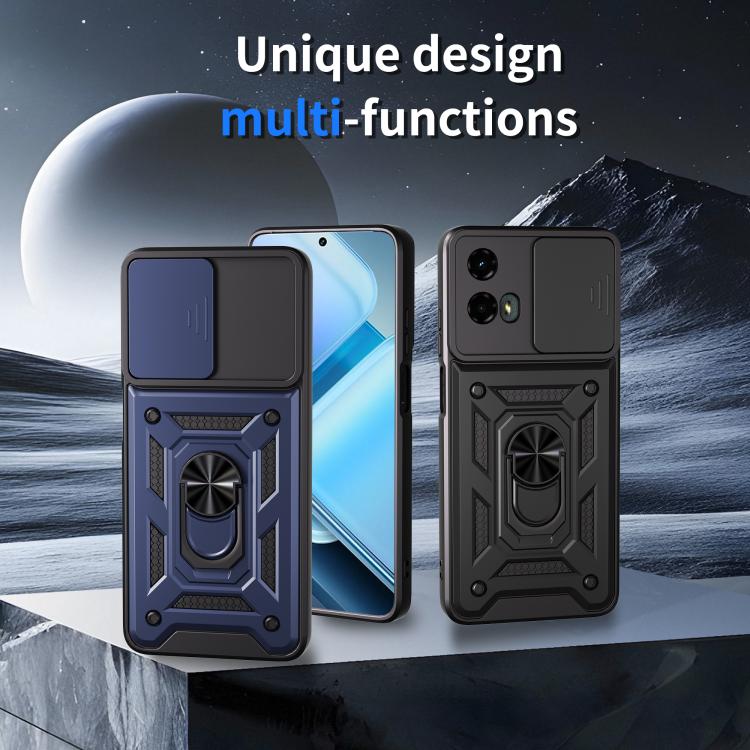 For Motorola Moto G 5G 2024 Sliding Camera Cover Design TPU+PC Phone Case(Blue)