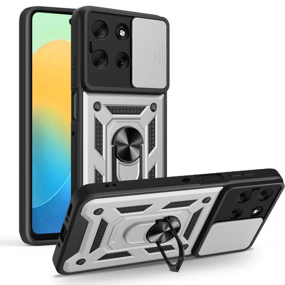 For Motorola Moto G56 5G Sliding Camera Cover Design TPU+PC Phone Case(Silver)