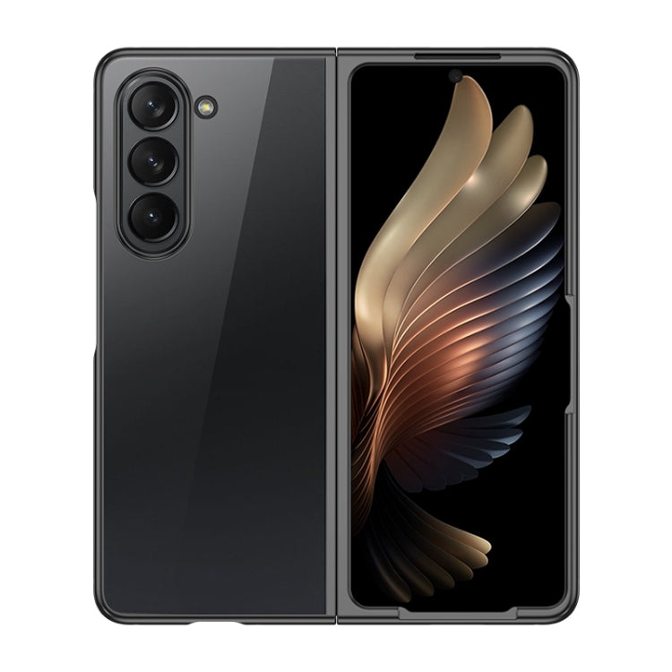 For Samsung Galaxy Z Fold5 5G Transparent Electroplating All-inclusive Folding Phone Case(Black)