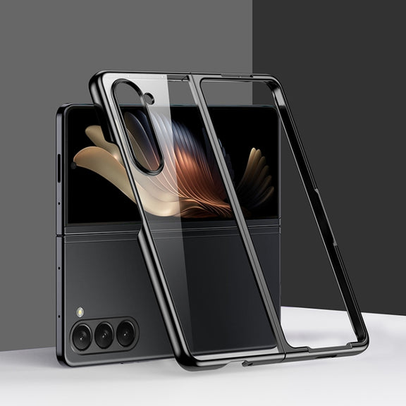For Samsung Galaxy Z Fold5 5G Transparent Electroplating All-inclusive Folding Phone Case(Black)