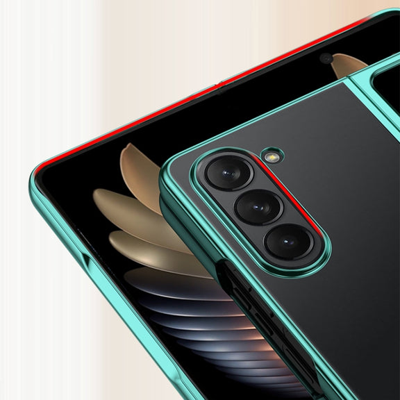 For Samsung Galaxy Z Fold5 5G Transparent Electroplating All-inclusive Folding Phone Case(Black)