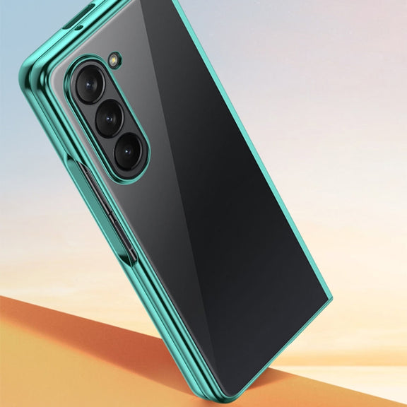 For Samsung Galaxy Z Fold5 5G Transparent Electroplating All-inclusive Folding Phone Case(Black)