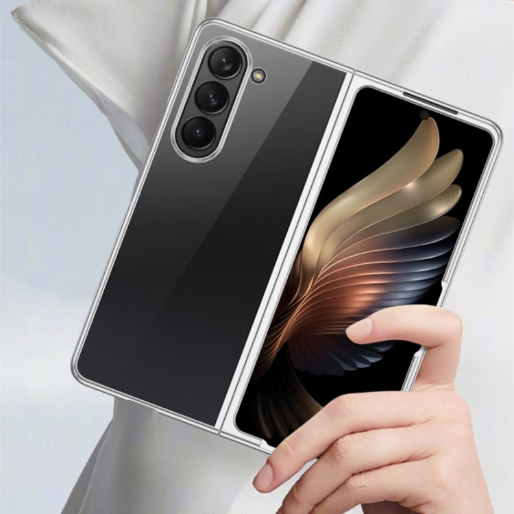 For Samsung Galaxy Z Fold5 5G Transparent Electroplating All-inclusive Folding Phone Case(Black)
