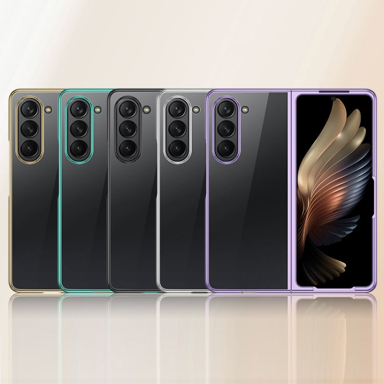 For Samsung Galaxy Z Fold5 5G Transparent Electroplating All-inclusive Folding Phone Case(Black)