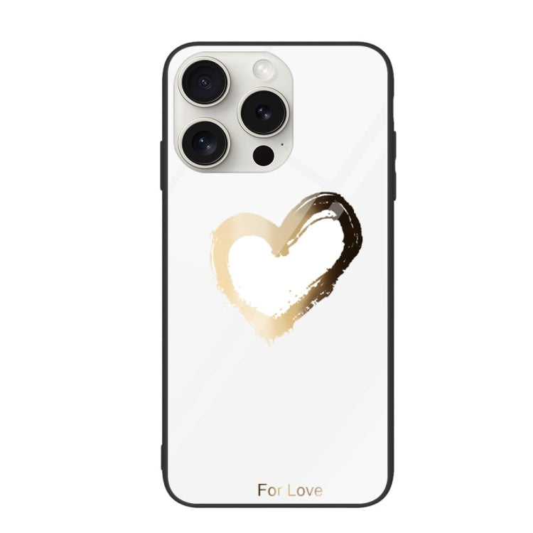 For iPhone 16 Pro Max Colorful Painted Glass Phone Case(Golden Love)