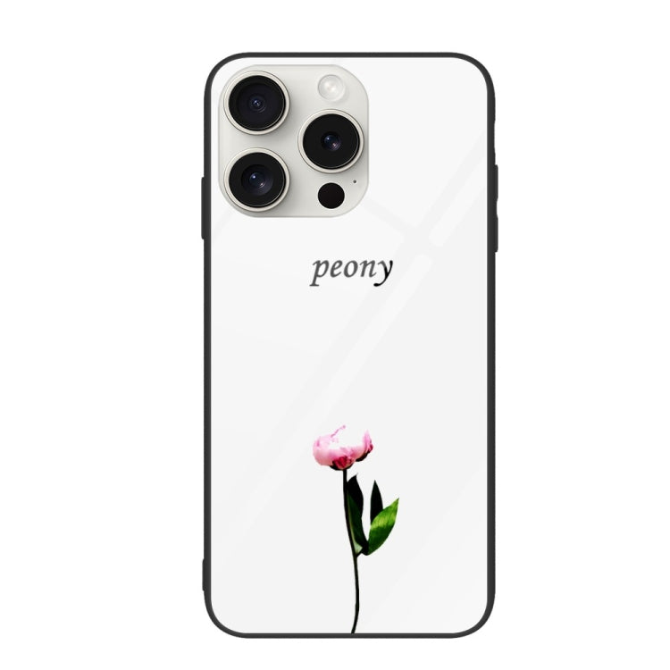 For iPhone 16 Pro Colorful Painted Glass Phone Case(A Flower)