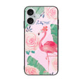 For iPhone 16 Colorful Painted Glass Phone Case(Flamingo) - iPhone 16 Cases by PMC TechLife | Online Shopping South Africa | PMC TechLife | Buy Now Pay Later Mobicred