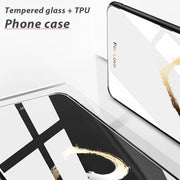 For iPhone 16 Pro Colorful Painted Glass Phone Case(Black Love)