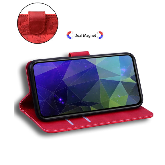 For iPhone 16e Tiger Embossing Pattern Leather Phone Case(Red)