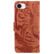 For iPhone 16e Tiger Embossing Pattern Leather Phone Case(Brown)