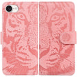 For iPhone 16e Tiger Embossing Pattern Leather Phone Case(Pink) - iPhone 16e Cases by PMC TechLife | Online Shopping South Africa | PMC TechLife | Buy Now Pay Later Mobicred