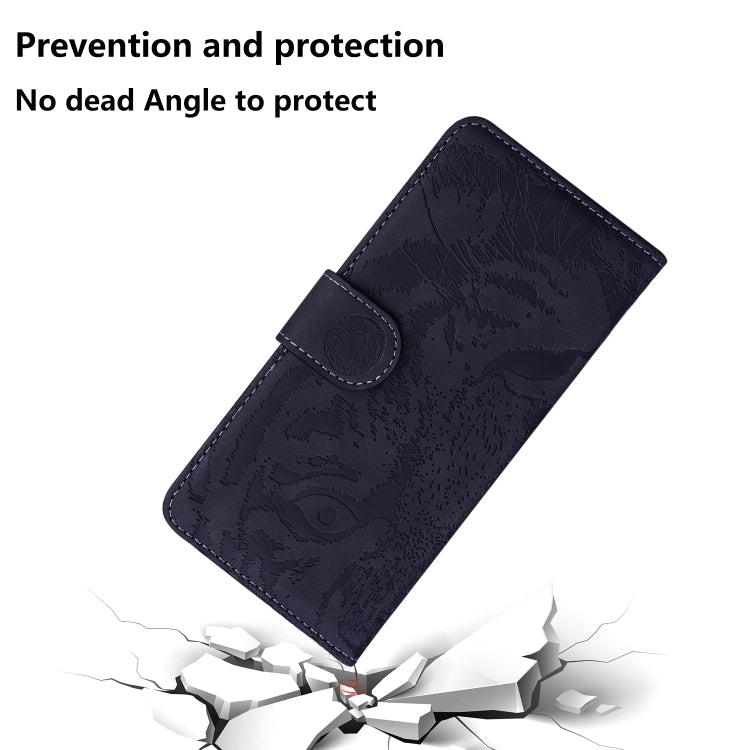 For iPhone 16 Pro Max Tiger Embossing Pattern Leather Phone Case(Black)